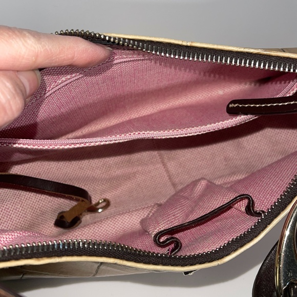 DOONEY & BOURKE TAN CROC BIT LEATHER HOBO PURSE - Picture 10 of 12